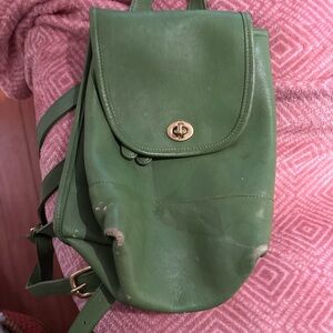 Coach Green Leather Backpack